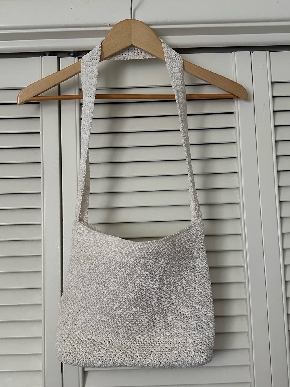 Vintage 90’s Crochet Woven Shoulder Bag - White EUC